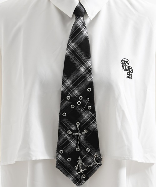 TRAVAS TOKYO(トラバス トウキョウ)の「『TRAVAS TOKYO/トラバス トーキョー』パンクスネクタイシャツ(シャツ/ブラウス・レディース・ブラック/ホワイト・FREE)」の20枚目の写真