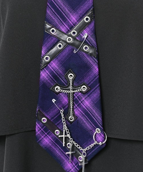 TRAVAS TOKYO(トラバス トウキョウ)の「『TRAVAS TOKYO/トラバス トーキョー』パンクスネクタイシャツ(シャツ/ブラウス・レディース・ブラック/ホワイト・FREE)」の3枚目の写真