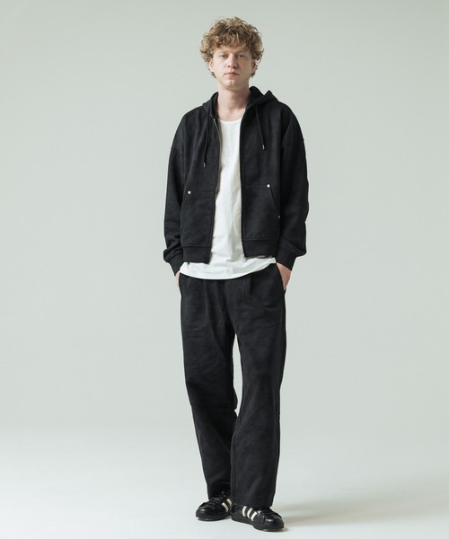 SLICK（スリック）の「【SLICK/スリック】Used Printed One Tuck Sweat Pants/ユーズドプリントワンタックスウェットパンツ/ビンテージ（スウェットパンツ・メンズ・ブラック/グレー・3/1/2）」の17枚目の写真
