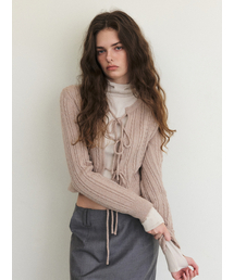 Cable Ribbon Knit Cardigan, Light Pink