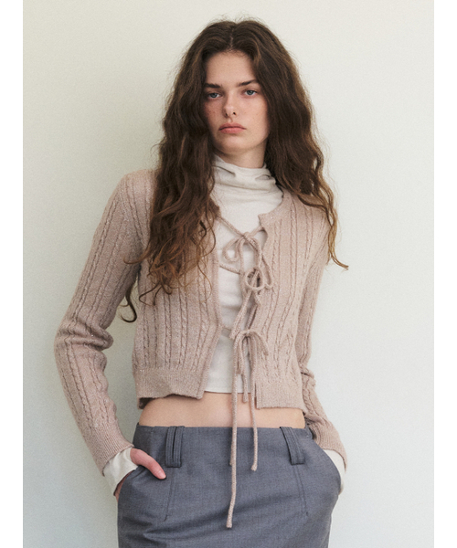 ETMON(エトモン)の「Cable Ribbon Knit Cardigan, Light Pink(カーディガン/ボレロ・レディース・その他・FREE)」の2枚目の写真