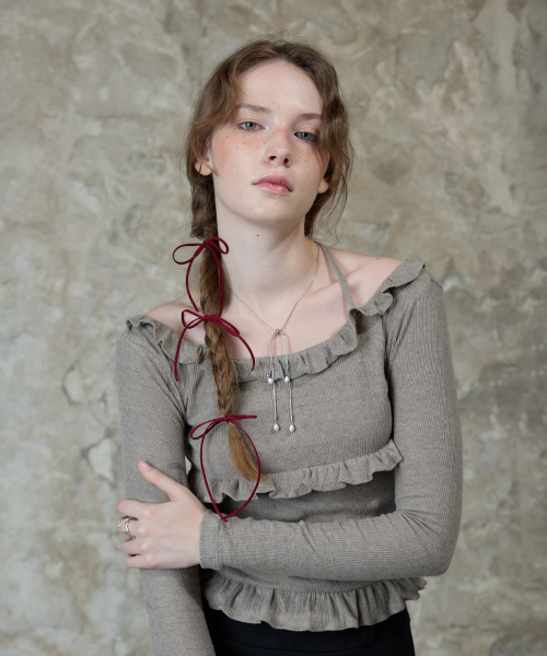 LARTIGENT(ラーティゼン)の「L13 FRILL HALTER SLEEVE(BROWN)(Tシャツ/カットソー・レディース・その他・FREE)」の4枚目の写真