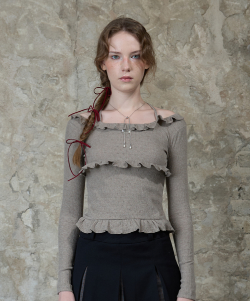 LARTIGENT(ラーティゼン)の「L13 FRILL HALTER SLEEVE(BROWN)(Tシャツ/カットソー・レディース・その他・FREE)」の5枚目の写真