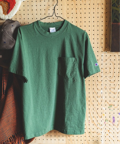 Champion（チャンピオン）の「[Champion/チャンピオン] 別注 スリーアイコン ロゴ刺繍 ポケットTシャツ（Tシャツ/カットソー・レディース・グリーン/ホワイト/ブラウン/ライトグレー/ライトブルー/ブラック/オートミール/ベージュ・XL/L/M/S）」の7枚目の写真