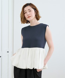 バルーンヘムボンディングノースリーブトップス