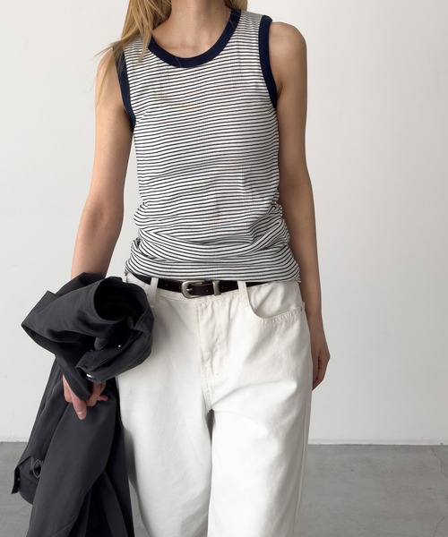 CANAL JEAN（キャナルジーン）の「Miller　パネルリブラウンドタンクトップ（タンクトップ・レディース・ブラック/ブラウン系その他/ヘザーグレー/ネイビー系/グリーン系その他・ONE SIZE）」の5枚目の写真