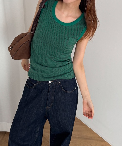 CANAL JEAN（キャナルジーン）の「Miller　パネルリブラウンドタンクトップ（タンクトップ・レディース・ブラック/ブラウン系その他/ヘザーグレー/ネイビー系/グリーン系その他・ONE SIZE）」の4枚目の写真