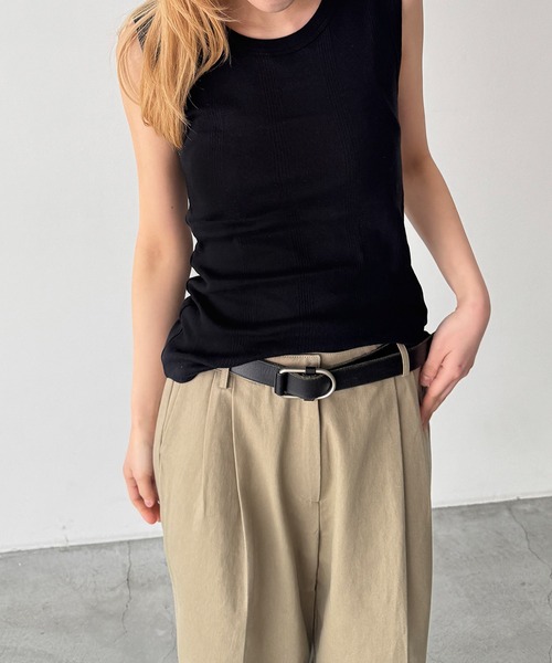 CANAL JEAN（キャナルジーン）の「Miller　パネルリブラウンドタンクトップ（タンクトップ・レディース・ブラック/ブラウン系その他/ヘザーグレー/ネイビー系/グリーン系その他・ONE SIZE）」の2枚目の写真