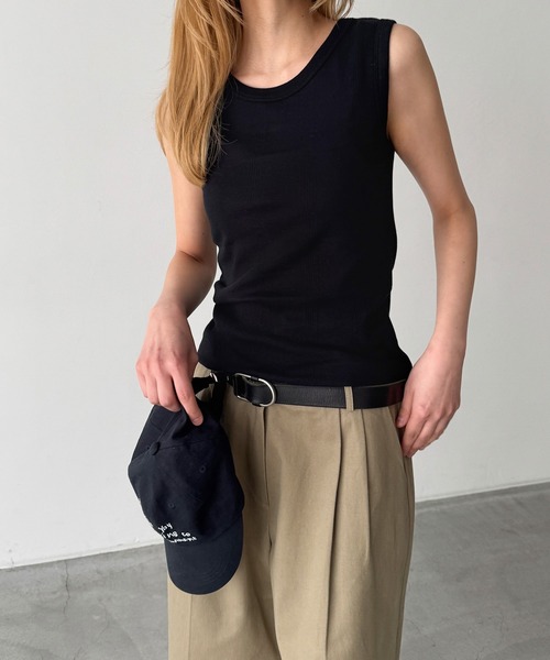 CANAL JEAN（キャナルジーン）の「Miller　パネルリブラウンドタンクトップ（タンクトップ・レディース・ブラック/ブラウン系その他/ヘザーグレー/ネイビー系/グリーン系その他・ONE SIZE）」の18枚目の写真