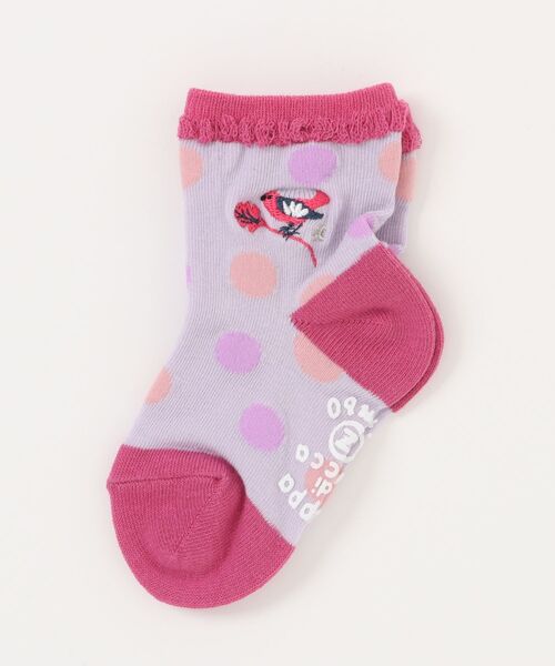zuppa di zucca(ズッパ デ ズッカ)の「バードドット柄クルーソックス(ソックス/靴下・キッズ・ネイビー/ピンク・M/S/L/LL)」の2枚目の写真