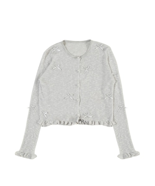 WEGO（ウィゴー）の「シアーリボンカーディガン（カーディガン/ボレロ・レディース・グレー/ホワイト・FREE）」の9枚目の写真