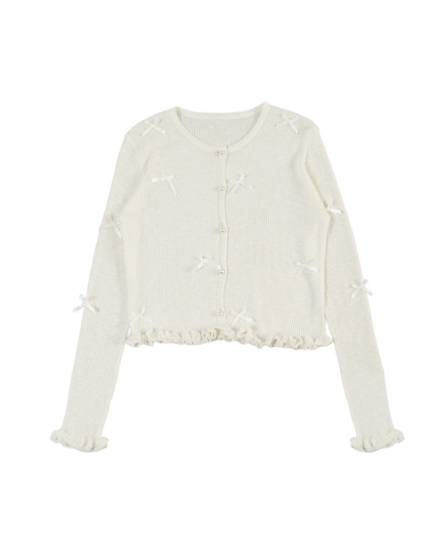 WEGO（ウィゴー）の「シアーリボンカーディガン（カーディガン/ボレロ・レディース・グレー/ホワイト・FREE）」の10枚目の写真