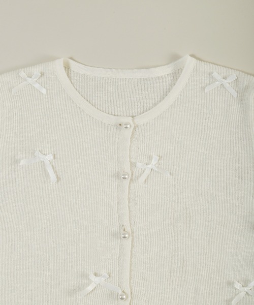 WEGO（ウィゴー）の「シアーリボンカーディガン（カーディガン/ボレロ・レディース・グレー/ホワイト・FREE）」の11枚目の写真