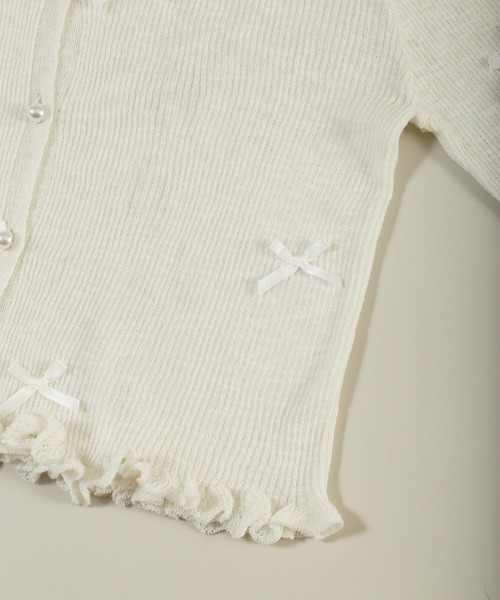 WEGO（ウィゴー）の「シアーリボンカーディガン（カーディガン/ボレロ・レディース・グレー/ホワイト・FREE）」の13枚目の写真