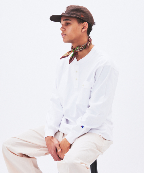 CHAMPION / チャンピオン for JS 長袖 ヘンリーネック（Tシャツ