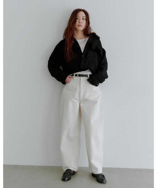 MIESROHE(ミースロエ)の「【洗える】ボクシークルーネックTシャツ(Tシャツ/カットソー・レディース・ライトブルー/チャコールグレー/ベージュ/ホワイト・F)」の18枚目の写真