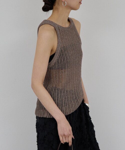 GALLARDAGALANTE(ガリャルダガランテ)の「【手洗い可】メッシュラメアメスリニット(ニット/セーター・レディース・ブラウン/ベージュ・FREE)」の22枚目の写真