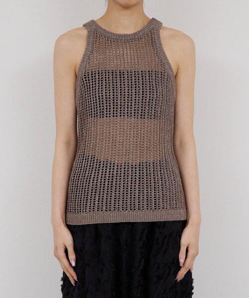 GALLARDAGALANTE(ガリャルダガランテ)の「【手洗い可】メッシュラメアメスリニット(ニット/セーター・レディース・ブラウン/ベージュ・FREE)」の17枚目の写真