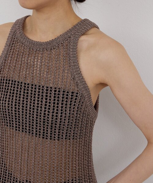 GALLARDAGALANTE(ガリャルダガランテ)の「【手洗い可】メッシュラメアメスリニット(ニット/セーター・レディース・ブラウン/ベージュ・FREE)」の14枚目の写真