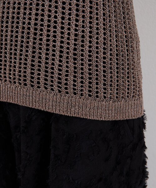 GALLARDAGALANTE(ガリャルダガランテ)の「【手洗い可】メッシュラメアメスリニット(ニット/セーター・レディース・ブラウン/ベージュ・FREE)」の13枚目の写真