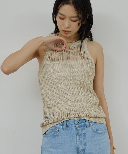 GALLARDAGALANTE(ガリャルダガランテ)の「【手洗い可】メッシュラメアメスリニット(ニット/セーター・レディース・ブラウン/ベージュ・FREE)」の11枚目の写真