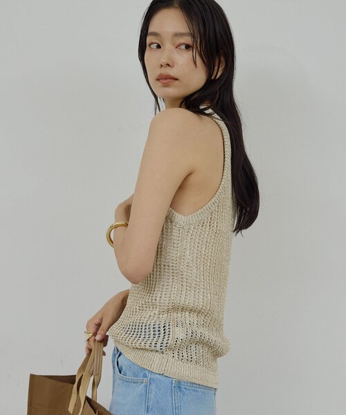 GALLARDAGALANTE(ガリャルダガランテ)の「【手洗い可】メッシュラメアメスリニット(ニット/セーター・レディース・ブラウン/ベージュ・FREE)」の10枚目の写真