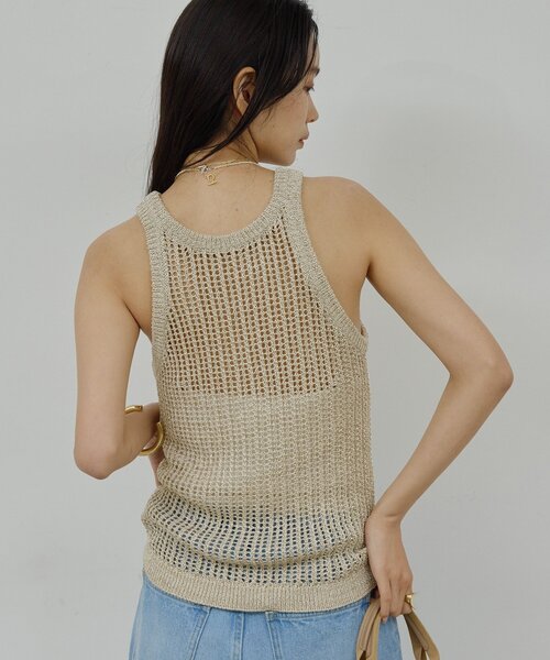 GALLARDAGALANTE(ガリャルダガランテ)の「【手洗い可】メッシュラメアメスリニット(ニット/セーター・レディース・ブラウン/ベージュ・FREE)」の8枚目の写真