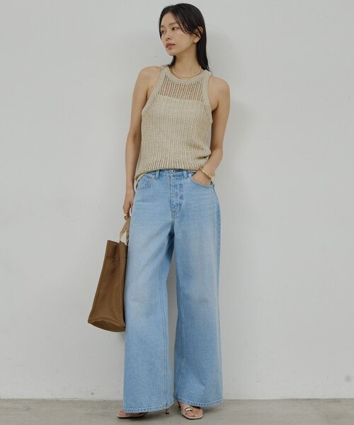 GALLARDAGALANTE(ガリャルダガランテ)の「【手洗い可】メッシュラメアメスリニット(ニット/セーター・レディース・ブラウン/ベージュ・FREE)」の7枚目の写真