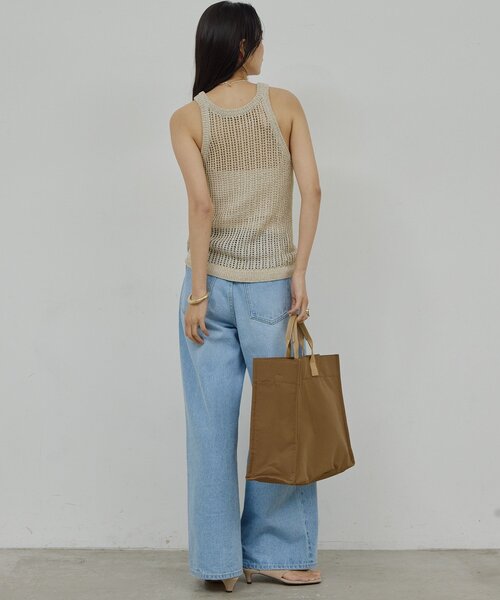 GALLARDAGALANTE(ガリャルダガランテ)の「【手洗い可】メッシュラメアメスリニット(ニット/セーター・レディース・ブラウン/ベージュ・FREE)」の4枚目の写真