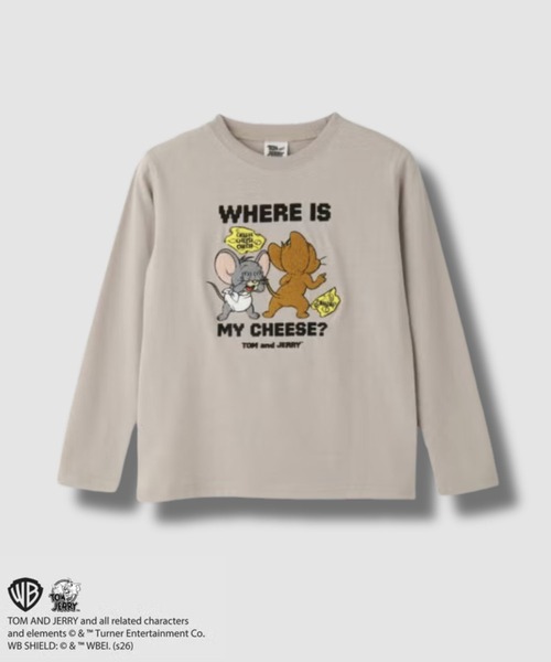 TOM&JERRY /トムとジェリー 】 キャラクター 長袖Tシャツ サガラ刺繍