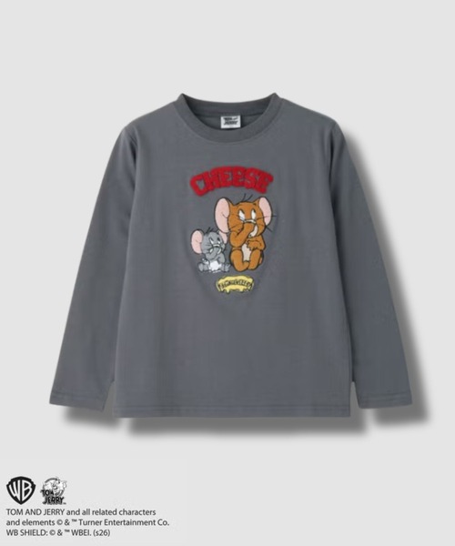 TOM&JERRY /トムとジェリー 】 キャラクター 長袖Tシャツ サガラ刺繍