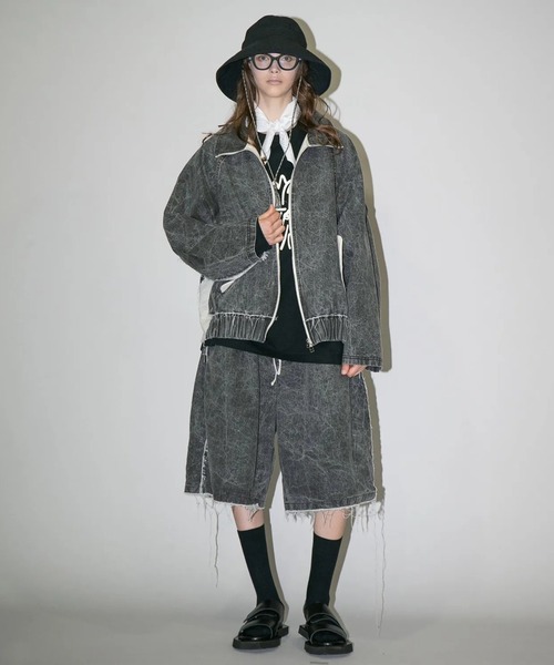 my beautiful landlet(マイビューティフルランドレット)の「【my beautiful landlet】 PIGMENT PRINT WASHED DENIM WIDE HALF PANTS - black(デニムパンツ・メンズ・ブラック・0/1)」の3枚目の写真