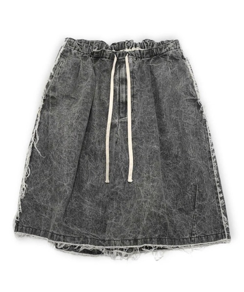 my beautiful landlet(マイビューティフルランドレット)の「【my beautiful landlet】 PIGMENT PRINT WASHED DENIM WIDE HALF PANTS - black(デニムパンツ・メンズ・ブラック・0/1)」の4枚目の写真