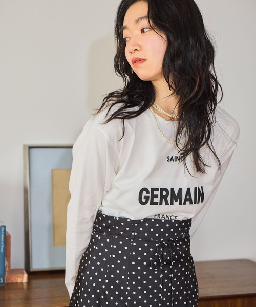 mysty woman（ミスティウーマン）の「GERMAINロゴTEELS　659258（Tシャツ/カットソー・レディース・ブラック/ベージュ/オフホワイト・FREE）」の7枚目の写真