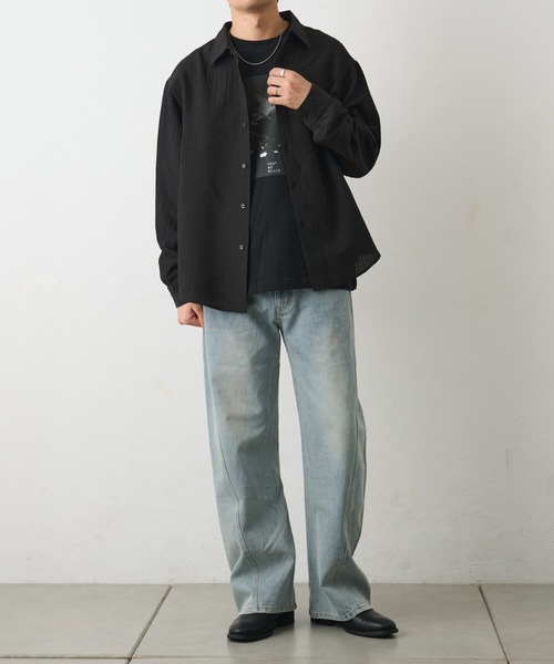 COLONY 2139（コロニートゥーワンスリーナイン）の「シャドーストライプ長袖シャツ（シャツ/ブラウス・メンズ・ホワイト/ブラック・MEDIUM/LARGE）」の15枚目の写真