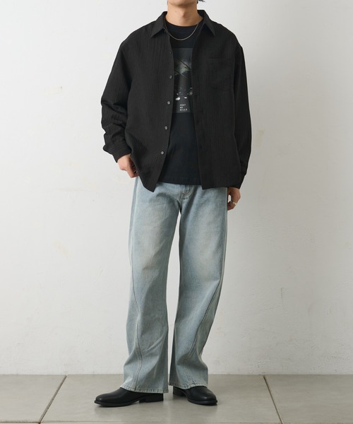 COLONY 2139（コロニートゥーワンスリーナイン）の「シャドーストライプ長袖シャツ（シャツ/ブラウス・メンズ・ホワイト/ブラック・MEDIUM/LARGE）」の12枚目の写真