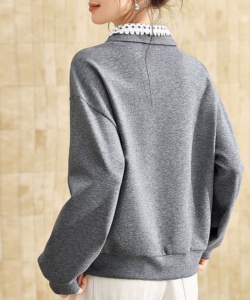 ONEP STAR(ワンピスター)の「レース襟付きスウェットトップス(スウェット・レディース・グレー・X-LARGE/LARGE/MEDIUM)」の3枚目の写真