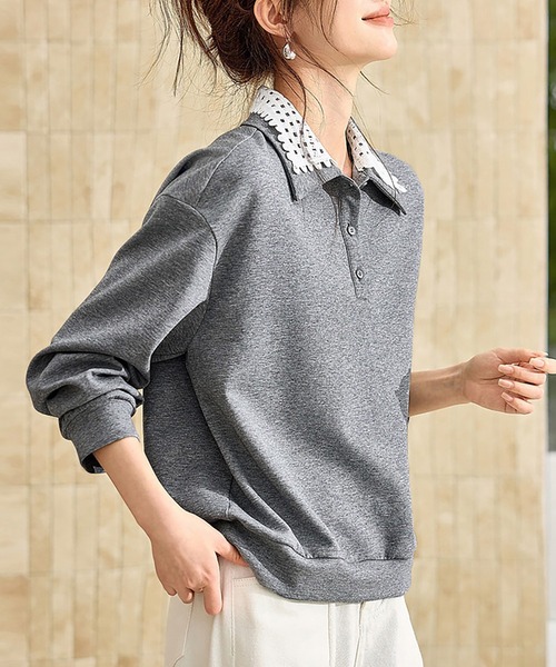 ONEP STAR(ワンピスター)の「レース襟付きスウェットトップス(スウェット・レディース・グレー・X-LARGE/LARGE/MEDIUM)」の4枚目の写真