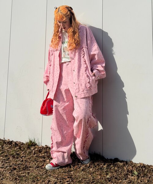 w closet（ダブルクローゼット）の「Am花柄パンツ（その他パンツ・レディース・ピンク/イエロー・MEDIUM/SMALL）」の14枚目の写真