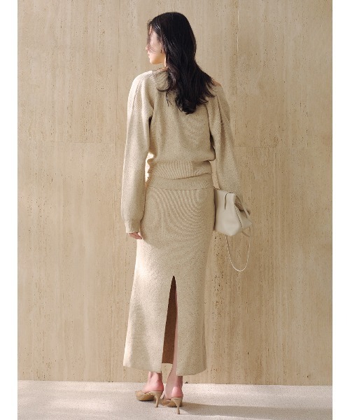 anuans（アニュアンス）の「メランジヤーンニットセットアップ（セットアップ・レディース・グレー/ライトベージュ・MEDIUM/SMALL）」の7枚目の写真