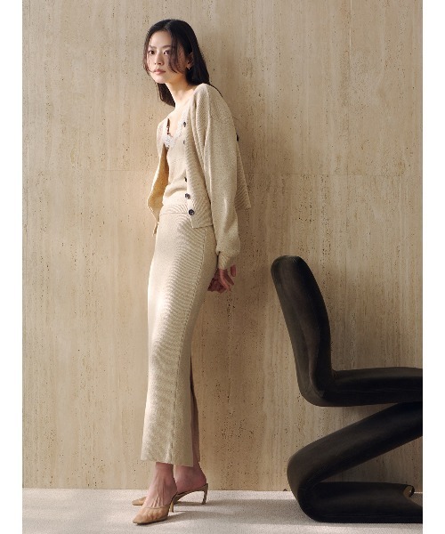 anuans（アニュアンス）の「メランジヤーンニットセットアップ（セットアップ・レディース・グレー/ライトベージュ・MEDIUM/SMALL）」の5枚目の写真