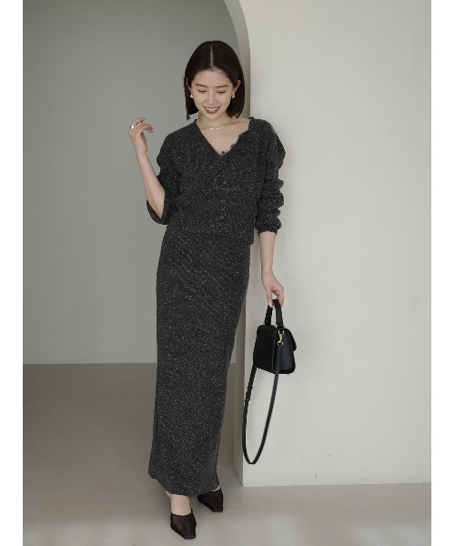 anuans（アニュアンス）の「メランジヤーンニットセットアップ（セットアップ・レディース・グレー/ライトベージュ・MEDIUM/SMALL）」の17枚目の写真