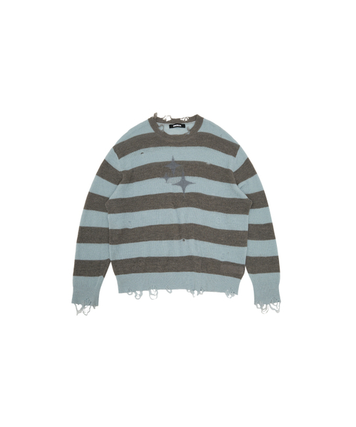 VINTAGE STRIPED LIGHTWEIGHT KNIT [SAGE GREEN] — винтажный полосатый лёгкий вязаный топ [серо‑зелёный]