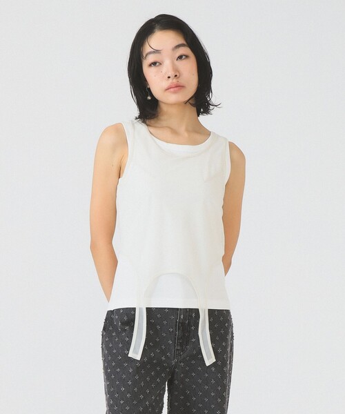 Ray BEAMS（レイビームス）の「シアー レイヤード タンクトップ（タンクトップ・レディース・ホワイト/ブルー・ONE SIZE）」の6枚目の写真