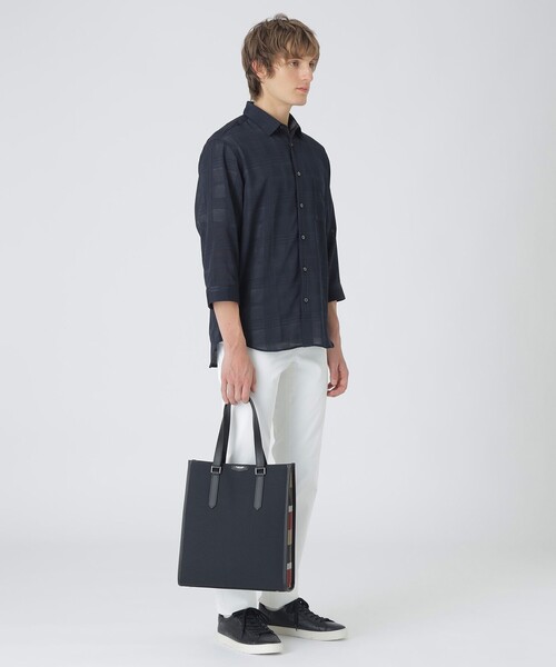 BLACK LABEL CRESTBRIDGE（ブラックレーベル・クレストブリッジ）の「シャンブレーキャンバスサイドクレストブリッジチェックトートバッグ（トートバッグ・メンズ・ホワイト系その他/ブラック・FREE）」の10枚目の写真