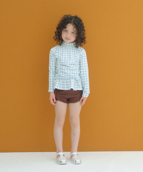green label relaxing（グリーンレーベルリラクシング）の「GLR ギンガム ラッシュガード セット / 水着 / キッズ 100cm-130cm（水着・キッズ・ライラック/ライトブルー・130cm/120cm/110cm/100cm）」の18枚目の写真