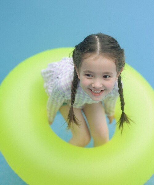 green label relaxing（グリーンレーベルリラクシング）の「GLR ギンガム ラッシュガード セット / 水着 / キッズ 100cm-130cm（水着・キッズ・ライラック/ライトブルー・130cm/120cm/110cm/100cm）」の19枚目の写真