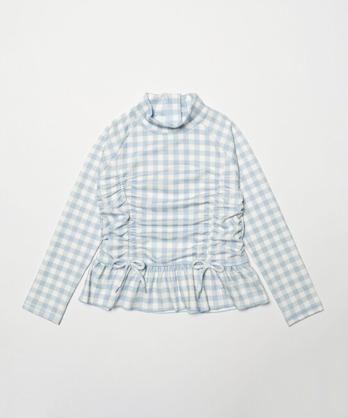 green label relaxing（グリーンレーベルリラクシング）の「GLR ギンガム ラッシュガード セット / 水着 / キッズ 100cm-130cm（水着・キッズ・ライラック/ライトブルー・130cm/120cm/110cm/100cm）」の9枚目の写真