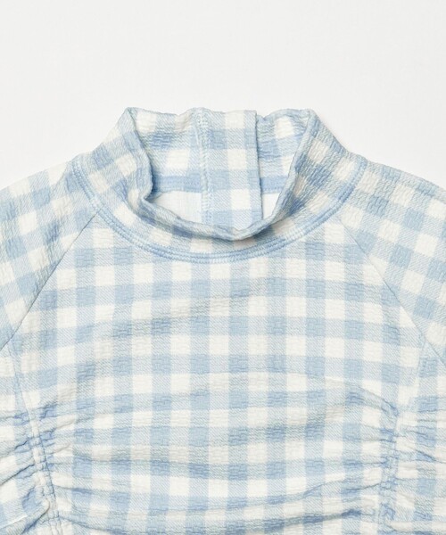 green label relaxing（グリーンレーベルリラクシング）の「GLR ギンガム ラッシュガード セット / 水着 / キッズ 100cm-130cm（水着・キッズ・ライラック/ライトブルー・130cm/120cm/110cm/100cm）」の10枚目の写真