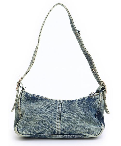 ANAP（アナップ）の「ヴィンテージライク デニム ハーフムーン バッグ（ショルダーバッグ・レディース・ブルー/グレー・F）」の14枚目の写真